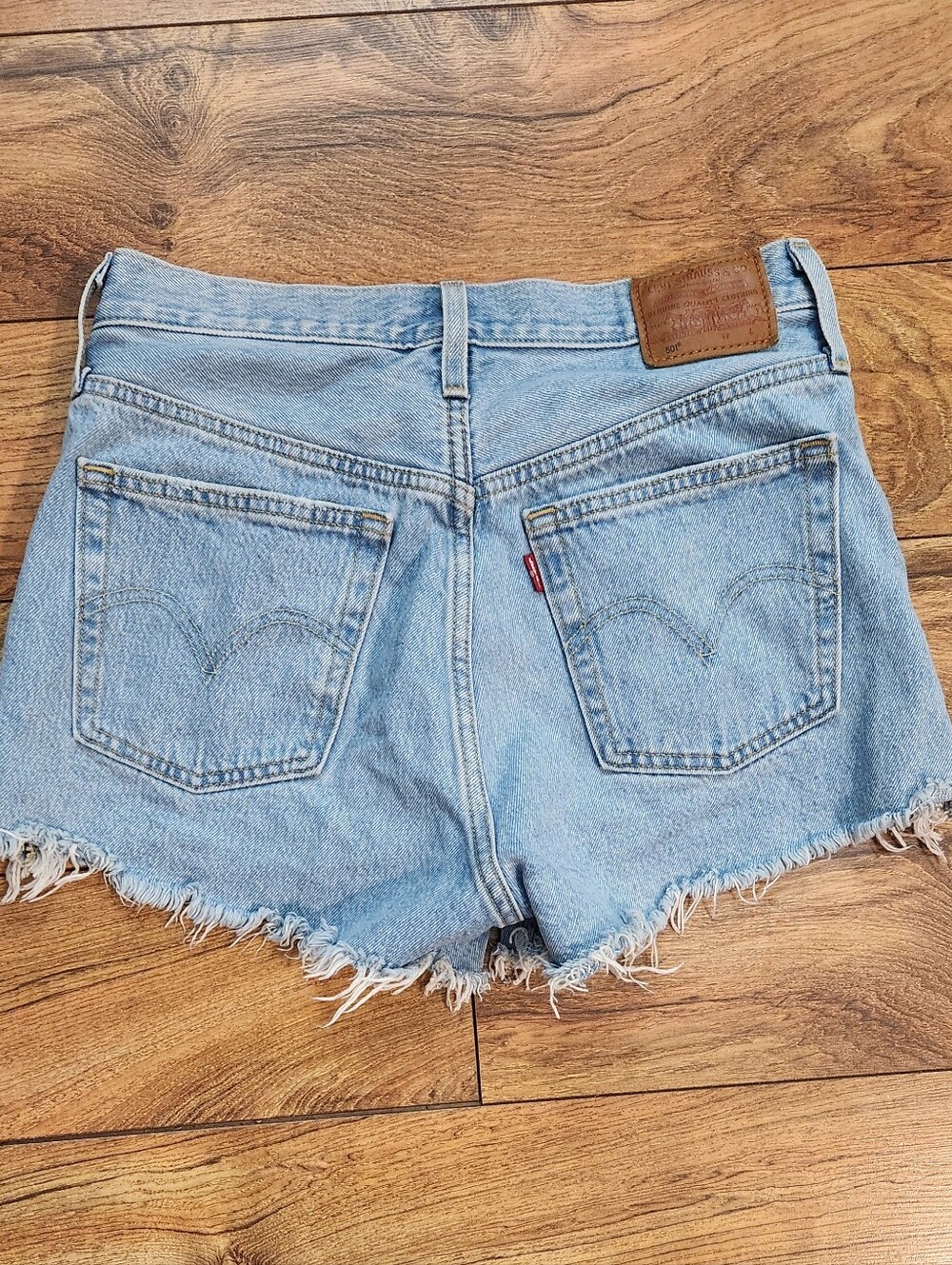 Levi's 501 Buttonfly Light Wash Denim Cutoff Shorts with Frayed Hem, Size L